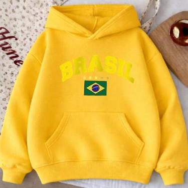 Imagem de Moletom Canguru Adulto Brasil Estrelas 1001 Casaco Blusa De Frio Uniss