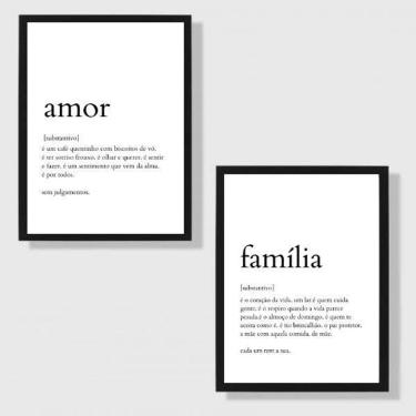 Imagem de Kit 2 Quadros Definição Amor E Família 24X18Cm