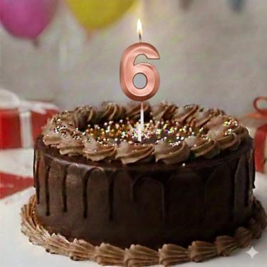 Imagem de Vela De Aniversário Mini Design Número Com 5Cm Silver Festas Rose (Número 6)