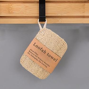 Imagem de Pano de prato removedor de óleo de bucha natural pano de prato de polpa de bucha velha material de fibra vegetal vaso de escova utensílio de lavagem de louça porta-copos tapete de panela (1 peça)