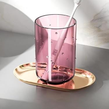 Imagem de Copo de enxágue para banheiro, suporte de escova de dentes de plástico inquebrável com textura de bolha, recipiente leve para enxaguante bucal, uso diário, organizador de bancada, acessório de