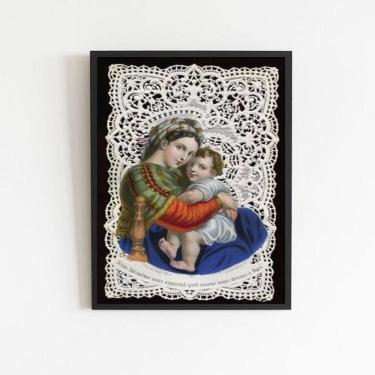 Imagem de Quadro Arte Sacra Maria E Menino Jesus 45x34cm - Vidro Preta
