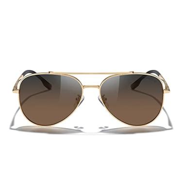 Imagem de MERRY'S Óculos de sol aviador espelhados clássicos para homens e mulheres, lentes polarizadas para dirigir e pescar, Armação dourada/lente marrom cinza, Lens width: 60 millimeters