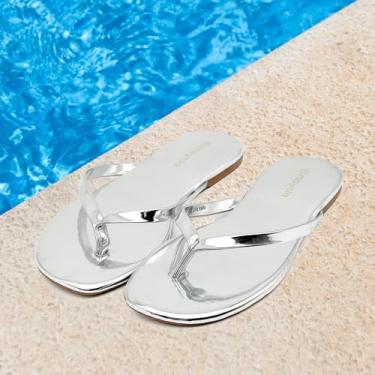 Imagem de Chinelo feminino, sandálias femininas de espuma viscoelástica de verão 2026 - Tendências de couro vegano, leve, macio, confortável, nuvem, chinelos femininos baratos essenciais para a praia, Patente