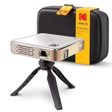 Imagem de Kodak Kit padrão de mini projetor de bolso Luma 75 Ultra – Bateria recarregável integrada e alto-falante, HDMI/USB/microSD, alto-falante embutido, inclui tripé e estojo de viagem