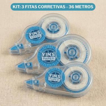 Imagem de Kit 3 Fitas Corretivas Yins 12m Multiuso Casa Palavras Cruzadas Artesa