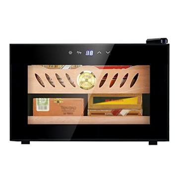 Imagem de Mini umidificador eletrônico com temperatura controlada para escritório - Prateleiras de cedro para armário de charutos