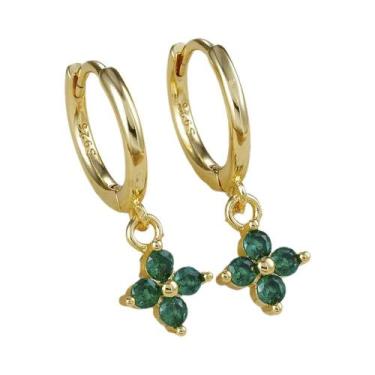 Imagem de Brincos De Argola Com Pingente De Flor De Zircônia Colorida Para Mulhe