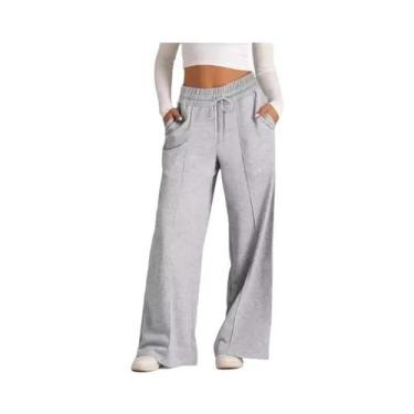 Imagem de Calças Casuais Femininas De Perna Larga Com Cordão Na Cintura, Cor Sól