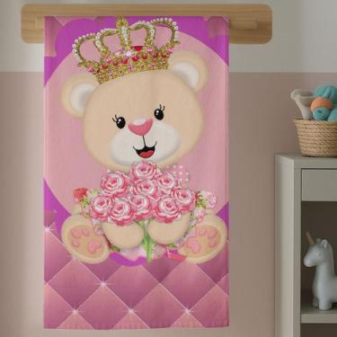 Imagem de Toalha de Banho Estampa Infantil Menina Princesa Ursinha Fofo Algodão 