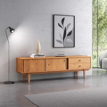 Imagem de IDIMEX Rack Sala Minimalista TV 75 Pés Madeira 175 cm Freijó Simona