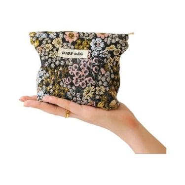 Imagem de Bolsa De Maquiagem Feminina Grande Capacidade Com Flores Coloridas, Ne