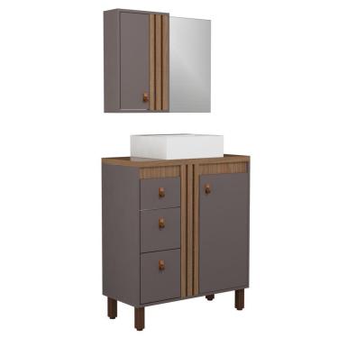 Imagem de Gabinete Para Banheiro Sofia 80cm Com Pé Havana