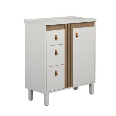 Imagem de Gabinete Para Banheiro Ariel 80cm Com Pé Branco