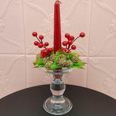 Imagem de Castiçal Porta Vela Aparador Arranjo Centro Mesa Natal 30cm A