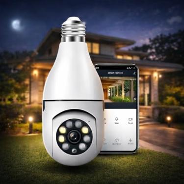 Imagem de Câmera Segurança Lâmpada IP Wifi Full HD Visão Noturna 1080P Áudio Bidirecional Bivolt Giratória Prova D'água Detecção de Movimento