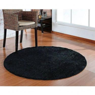 Imagem de Tapete Sala Redondo 1,50 M Macio Antiderente Preto