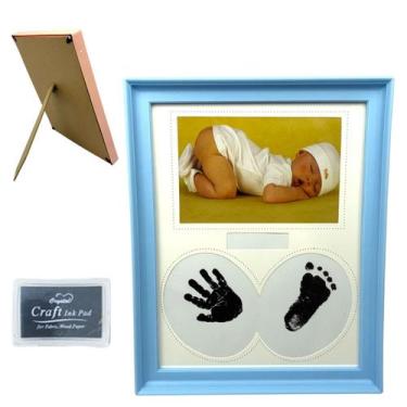Imagem de Porta Retrato Bebê Baby Com Carimbo Pezinho E Maozinha 10x15cm - Ateli