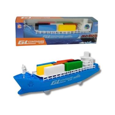 Imagem de Brinquedo Barco Navio Grande Cargueiro A Fricção Container - DDG Toys