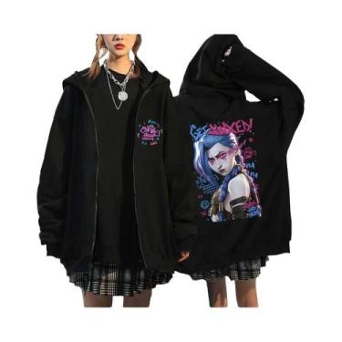 Imagem de Moletom Unissex Oversized Com Zíper E Capuz, Estilo Hip Hop Streetwear