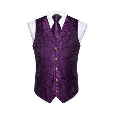Imagem de Colete De Smoking Masculino De Seda Com Estampa Paisley, Conjunto De G
