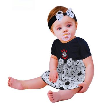 Imagem de Body Vestido Corinthians Bolinhas Com e Tiara Oficial