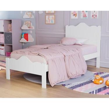 Imagem de Cama Nina Solteiro Branca Coroa com Colchão 100%MDF 188x88 - B&A BENTO