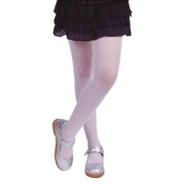 Imagem de Meia calça poá infantil Lobinha Lupo, BB, Branco