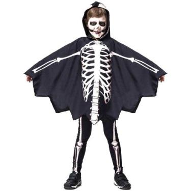 Imagem de Fantasia de Halloween Esqueleto Voador Infantil Com Capuz - Fantasias 