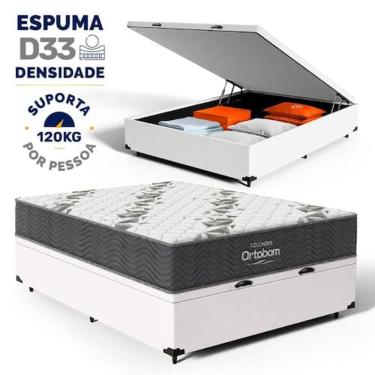 Imagem de Cama Box Baú com Colchão de Espuma D33 Ortobom Airtech 100 Casal 138cm - Branco