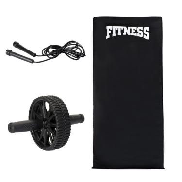 Imagem de Kit Corda Pular Colchonete Roda Abdominal Fitness Academia Profissional-Unissex