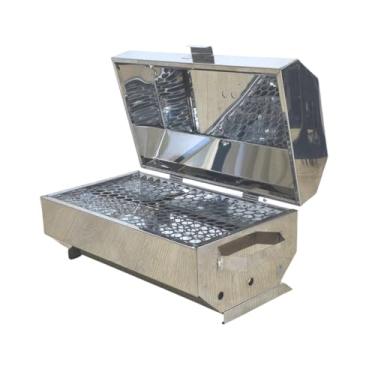 Imagem de Churrasqueira de Inox 430 a Bafo de Mesa + Grelha Moeda Inox