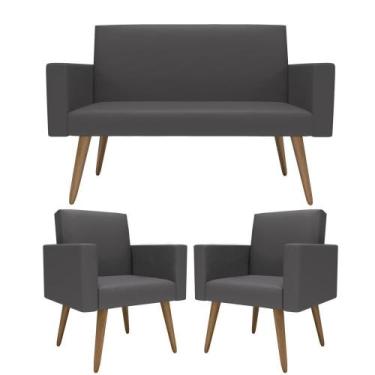 Imagem de Kit Sófa 2 Lugares E 2 Poltronas Para Sala De Estar Recepção - Móveis 
