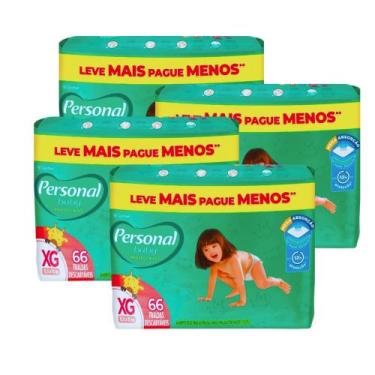 Imagem de KIT 4 PCT Fraldas Descartavel Personal Giga Tamanho XG Com 66 Unidades