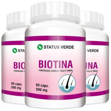 Imagem de 3 Potes Biotina Concentrada Kit 180 Cáps - Suplemento Natural