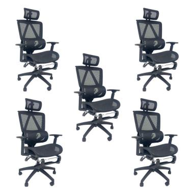 Imagem de Kit 5 Cadeiras de Escritório Presidente Executiva Oficial Titan Preto