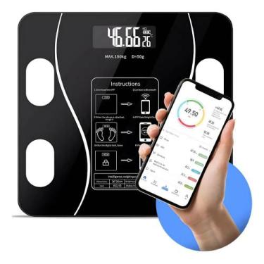 Imagem de Balança Bioimpedância Imc Digital Aplicativo Bluetooth 180kg - Congrat