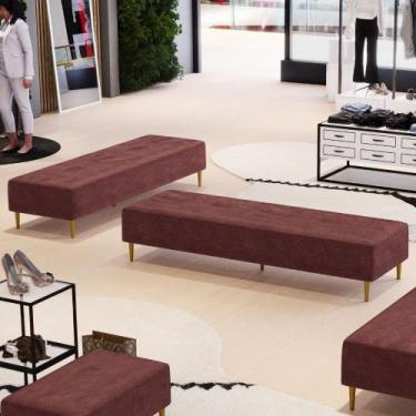 Imagem de Kit 02 Puffs Decorativo Sala de Estar Bali W01 Pés Palito 170x60cm Lin