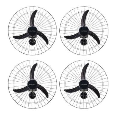 Imagem de Kit 4 Ventiladores Osc Parede 60cm Preto - Bivolt 543 - Ventisol