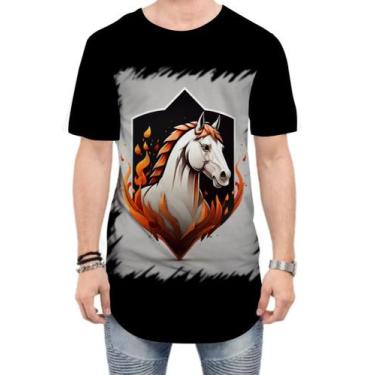 Imagem de Camiseta Longline de Cavalo Flamejante Fire Horse 4 - Kasubeck Store®,