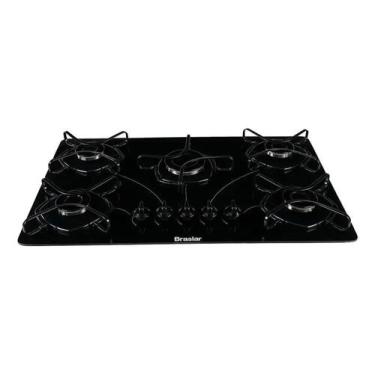 Imagem de Fogão cooktop com alimentação gás - Braslar 5 bocas cor pret, Bivolt