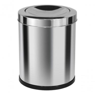 Imagem de Lixeira com Tampa Meia Esfera 13,5L Aço Inox Abertura Basculante Fundo em Plástico ABS Inox
