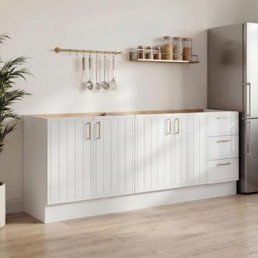 Imagem de Cozinha Modulada 2 Peças 2 Balcões sem Tampo Marselha CabeCasa Madeira