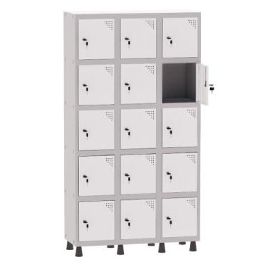 Imagem de Armário Guarda Volume Locker Roupeiro 3 Vãos 15 Portas Aço GRF503/15 C