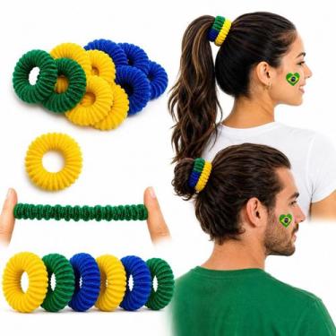 Imagem de Kit 48 Xuxinhas De Cabelo 5cm cores Verde Azul e Amarelo - 000028217E,
