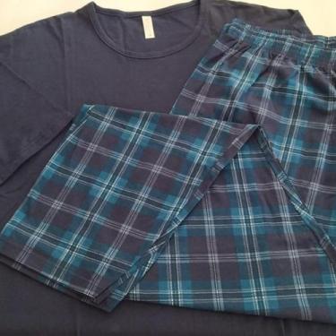 Imagem de Pijama masculino adulto inverno camiseta e calça malwee, Azul,  XGG