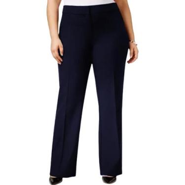 Imagem de Calça Feminina Social Pus Size, Alfaiataria, Marinho, Tamanhos até 58.