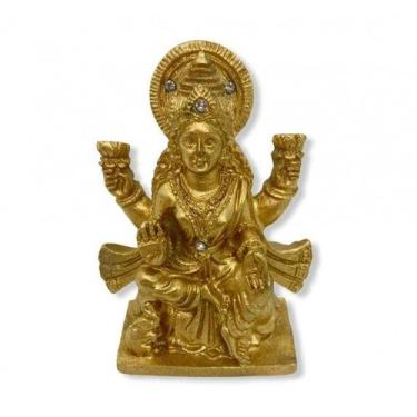 Imagem de Imagem Lakshimi Meditando Dourado Escultura Resina 11 cm - Lua Mistica
