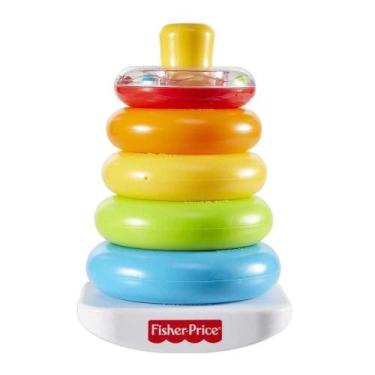 Imagem de Brinquedo Educativo Fisher-Price Pirâmide De Argola Colorida, Branco, 