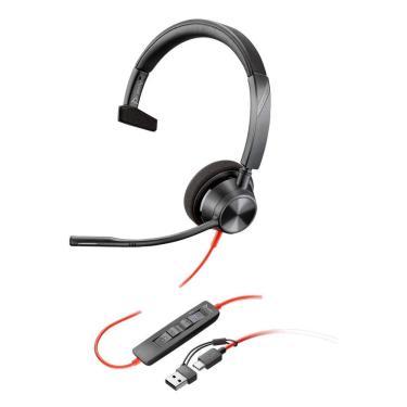Imagem de Headset com Fio Poly Blackwire 3310 para Chamadas Microsoft Teams Usb Type C e Usb Type a Preto Hp